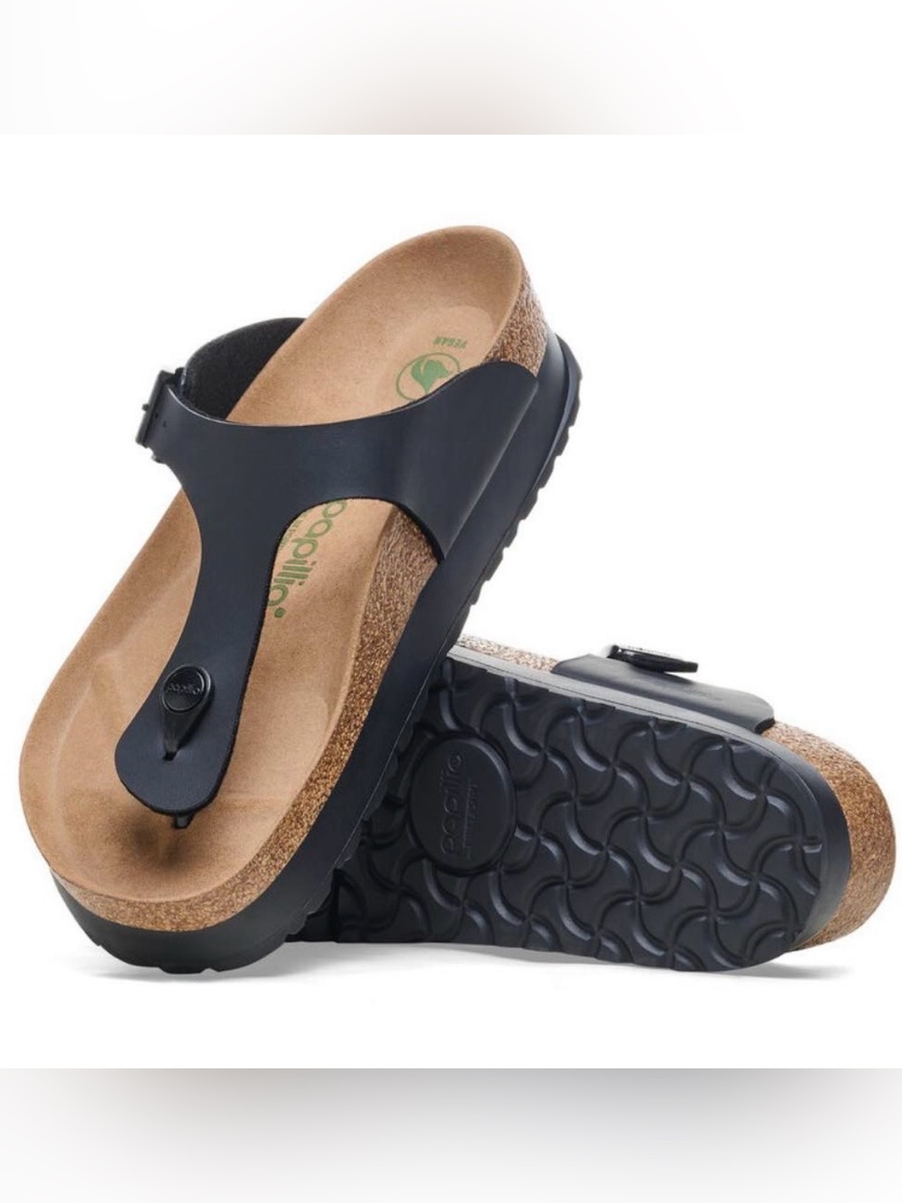 Birkenstock 💅 Papillio Gizeh Flex Vegan Leather Black Platform Sandals NEW - Picture 4 of 6